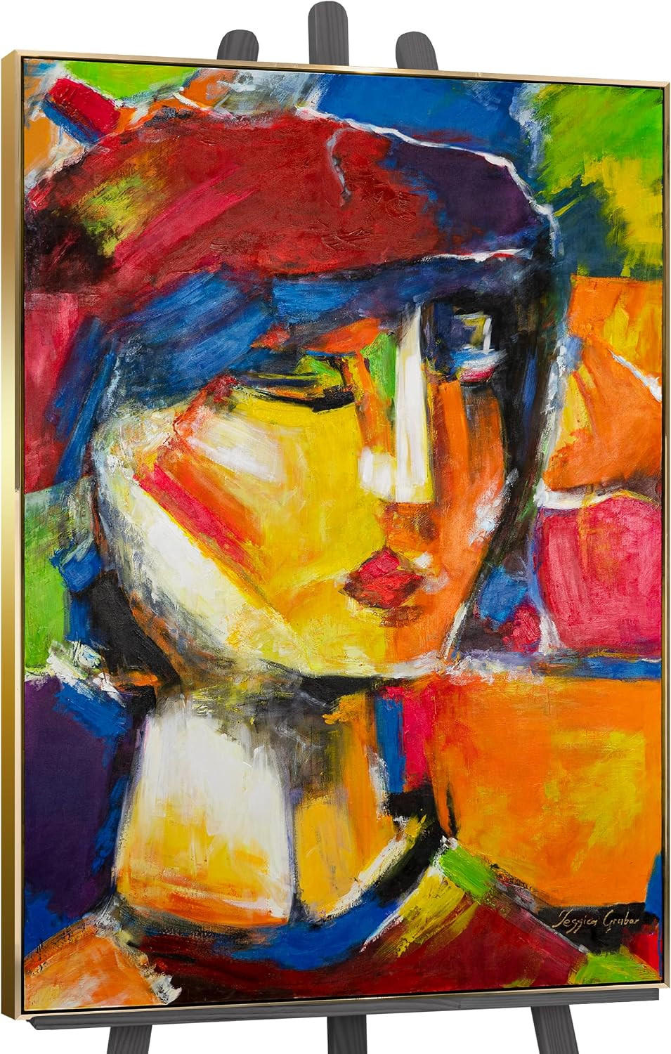 GEMÄLDE Lebhaftes Outfit Schattenfugenrahmen Gold 140x100 cm - Goldfarben, Holz (140/100cm) - YS-art gallery