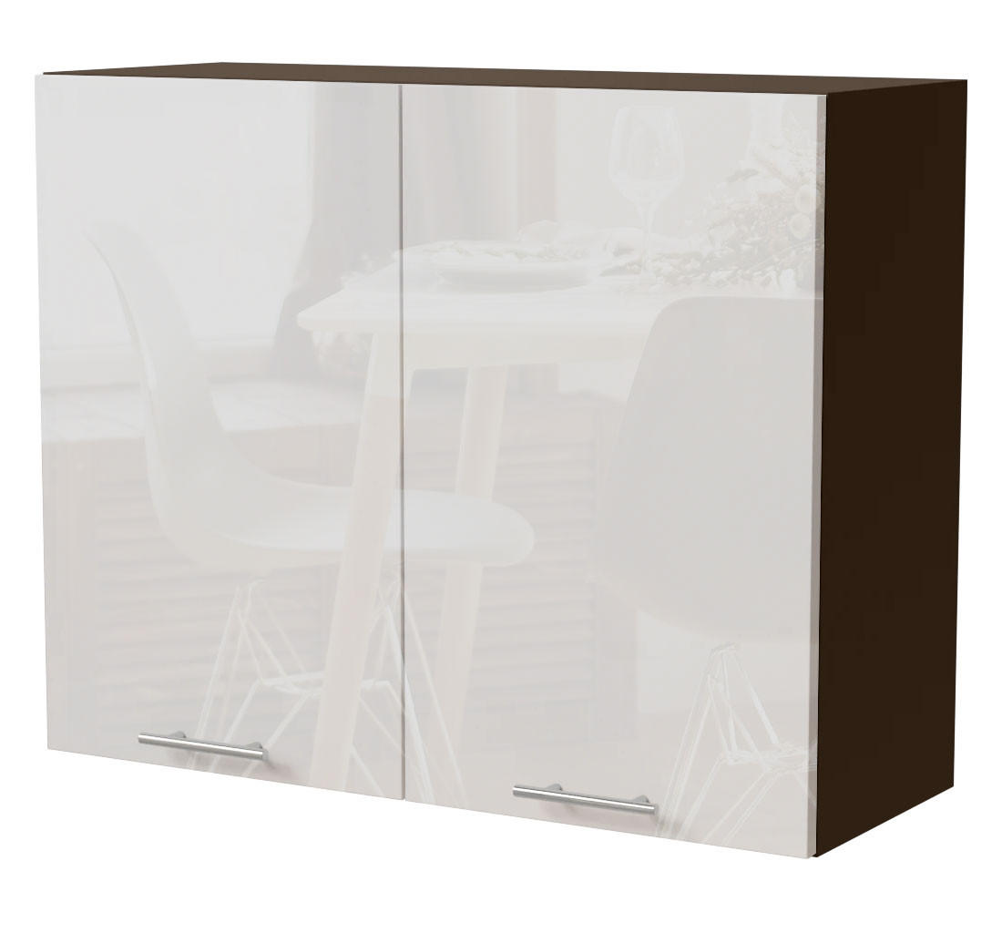 Feldmann-Wohnen Küchenhängeschrank Weiß Hochglanz, Dunkelgrau 90x72x32.5 cm
