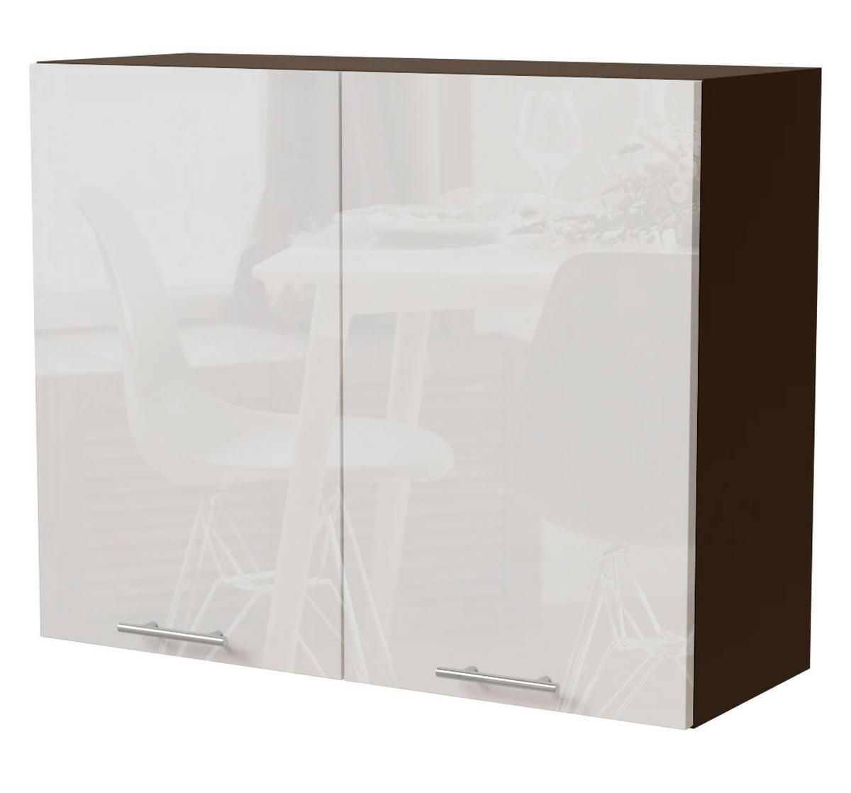 KÜCHENHÄNGESCHRANK Essen W3/90 Weiß Hochglanz / Lava Matt 90 / 32,5 / 72cm - Dunkelgrau/Weiß Hochglanz, Holz/Holzwerkstoff (90/72/32.5cm) - Feldmann-Wohnen