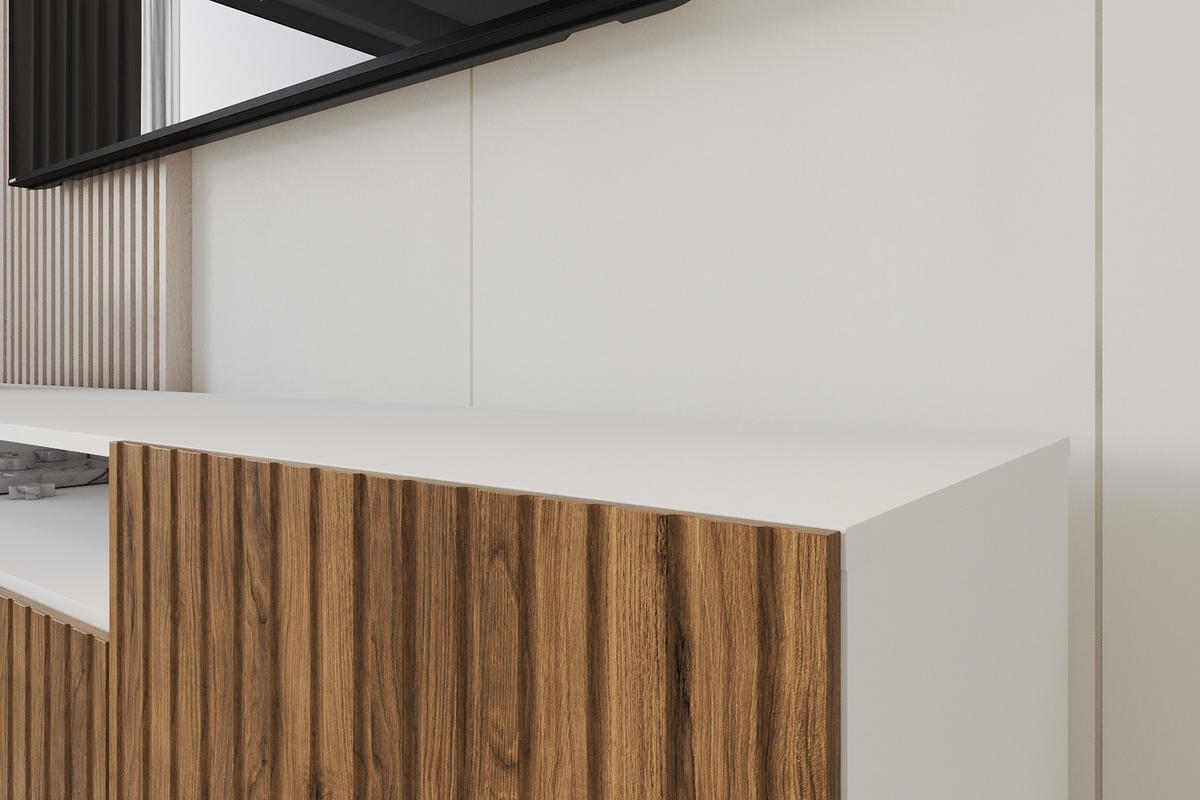 LOWBOARD KITO-W 200x40x41 cm - Weiß / Katania - Eiche Wotan/Weiß, Holzwerkstoff (200/40/41cm) - ALTDECOR