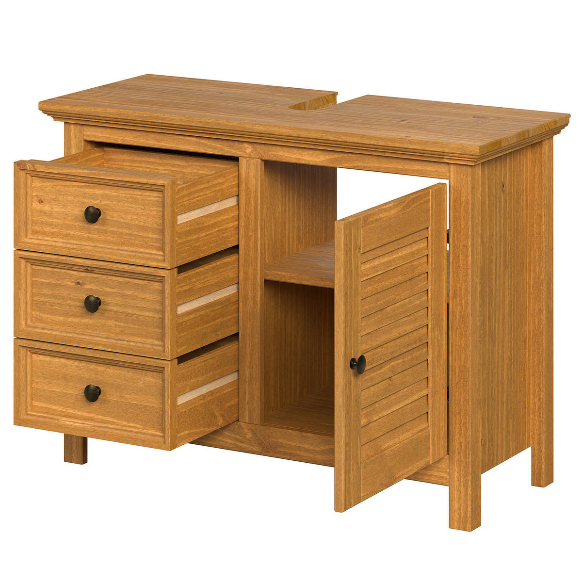 WASCHBECKENUNTERSCHRANK - Kiefer - Kieferfarben, Holz (86/63/35cm) - home24