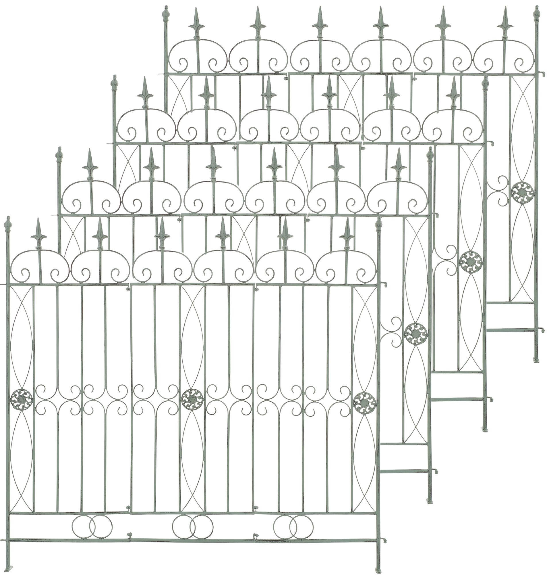 GARTENZAUN 4 Metall Antik-Grün - Grün, Metall (124/116cm) - CLP