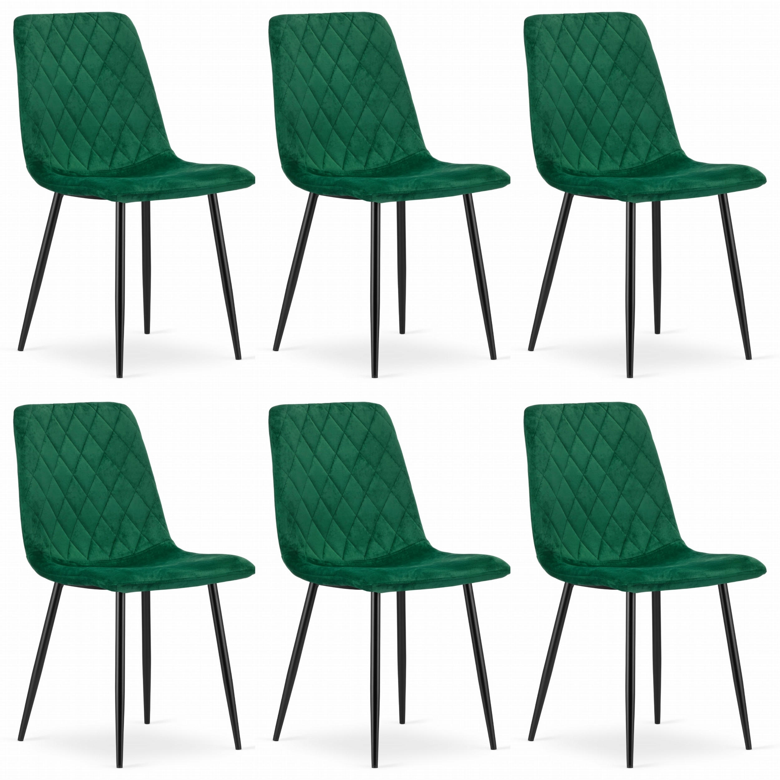 STUHL SCANNO 6-er Set, Grün, mit Samtstoff gepolstert - Grün, Textil/Metall (45/89/53cm) - Komodee