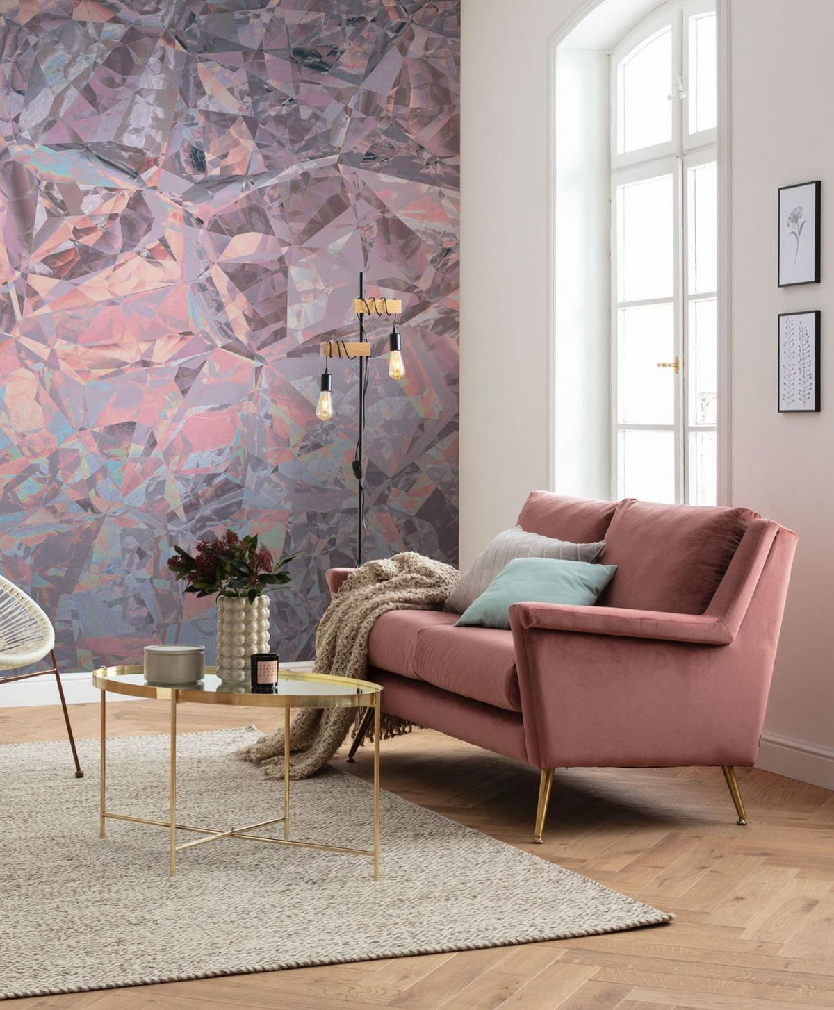FOTOTAPETE Kristalle 200 x 280 cm - Pink, Papier (200/280cm) - Sanders & Sanders