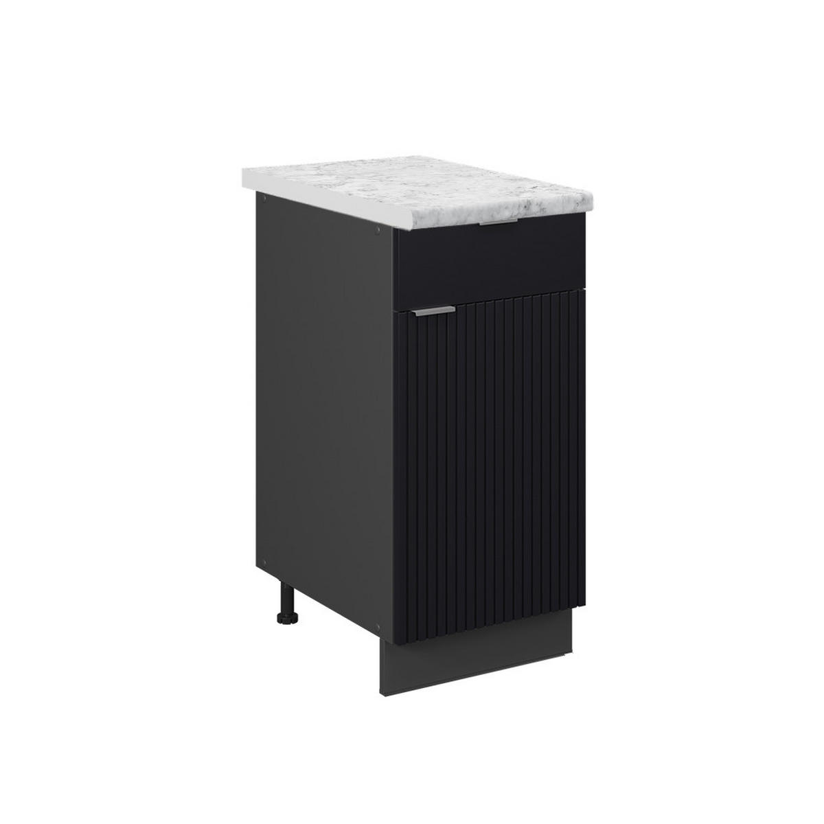 KÜCHENUNTERSCHRANK Fame-Line, Schwarz gestreift, 40 cm, AP Marmor - Anthrazit/Schwarz, Holzwerkstoff (40/82/60cm) - Vicco