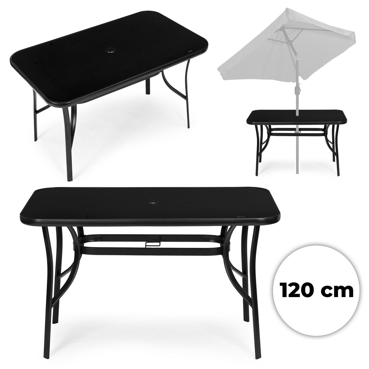 GARTENTISCH Schwarz Metall - Schwarz, Metall (120/70/71cm) - Mat-Haus