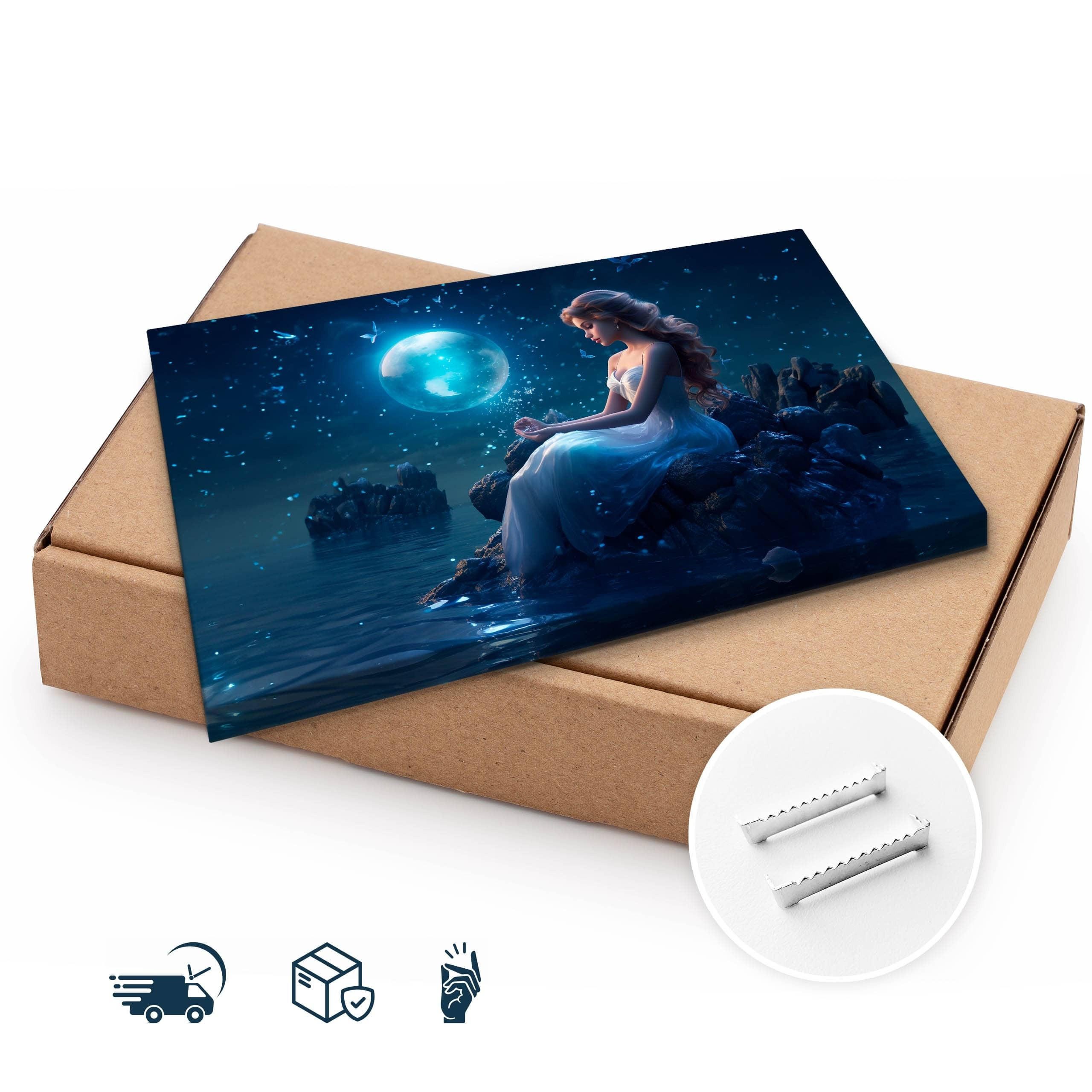 Thumbnail - Muralo Leinwandbild, Blau, Schwarz, Weiß, Rosa, Violett, Textil, Kiefer, Abstrakt, Rechteckig, 100x70 cm, einfache und s...