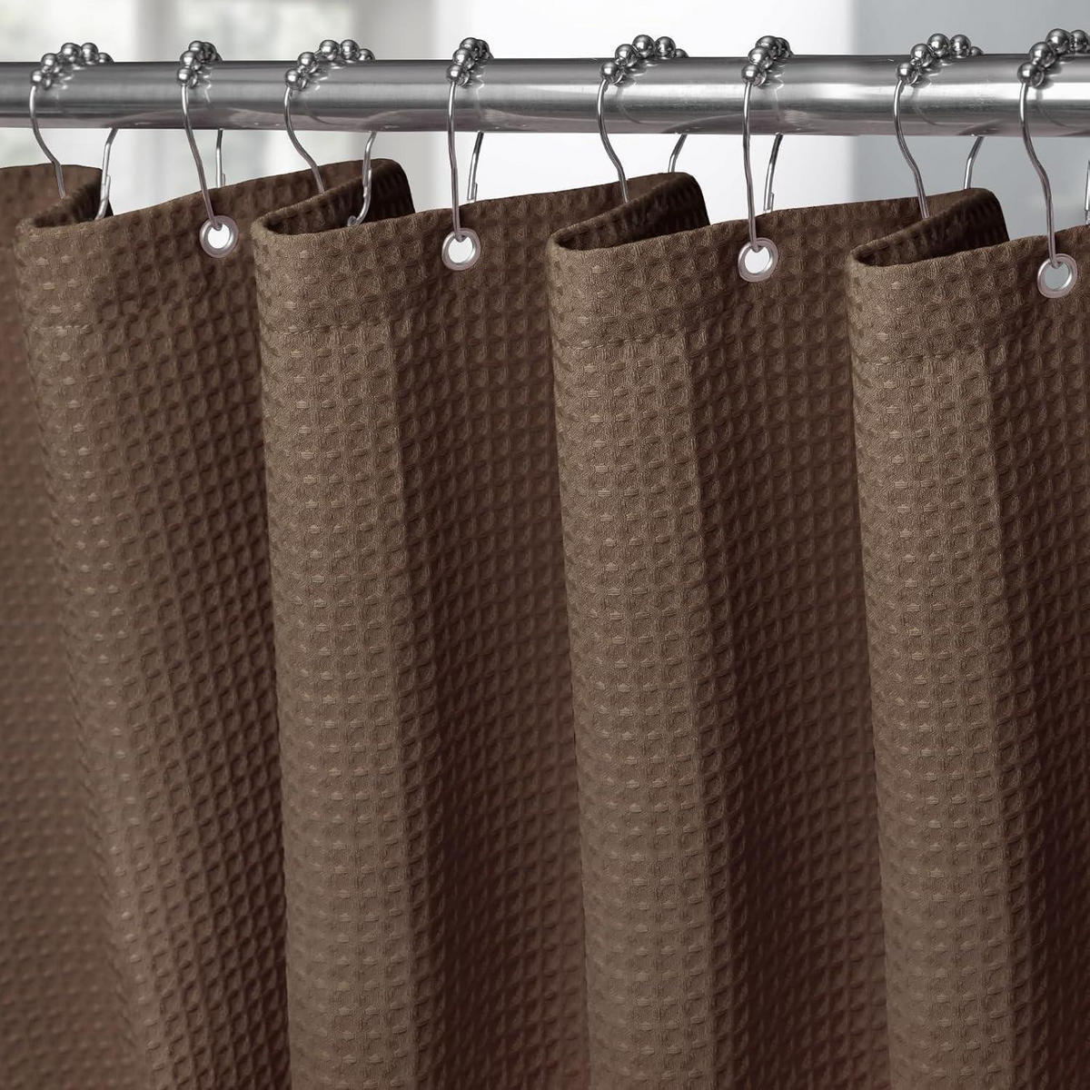 DUSCHVORHANG Waffelstoff Braun 92 x 182 cm - Braun, Textil (92/182cm)