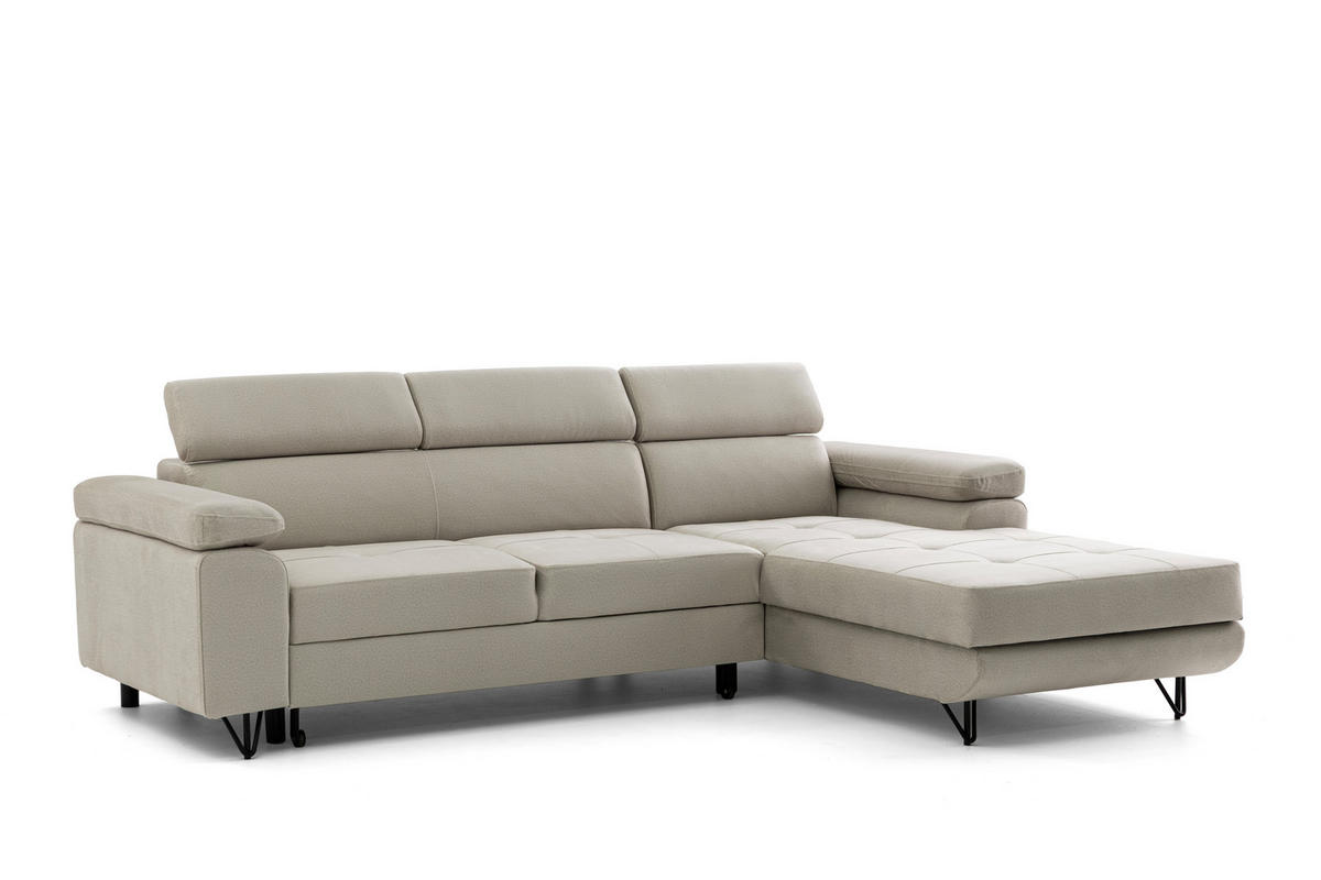 ECKSOFA NORIS L Beige mit Schlaffunktion Rechts - Beige, Holz/Textil (250/183cm) - Muffo
