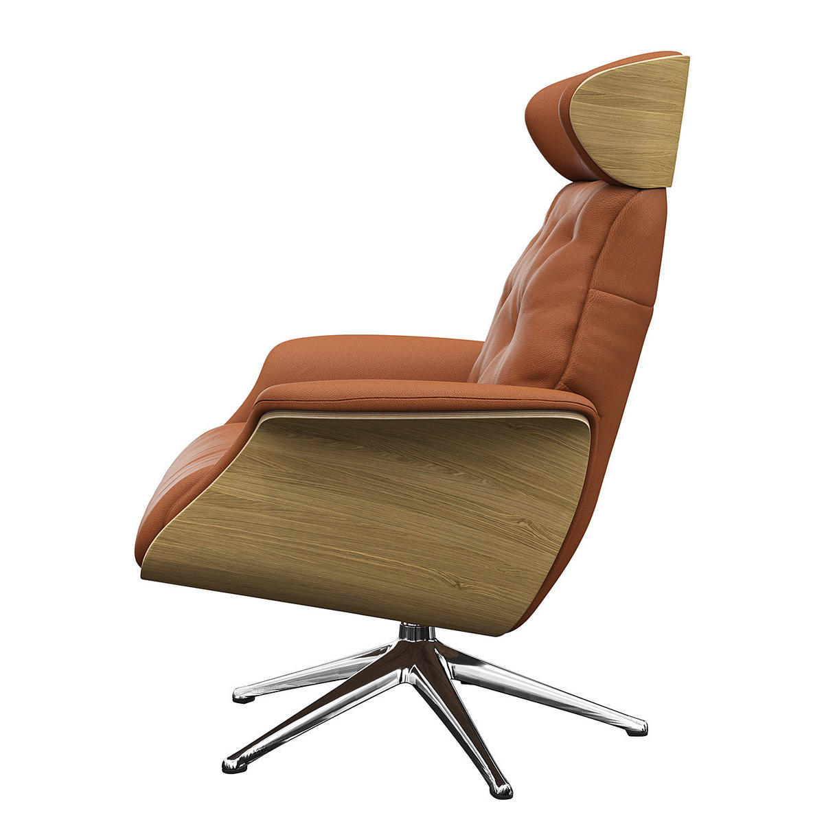 RELAXSESSEL - Echtleder - Kastanienfarben/Chromfarben, Leder/Metall (83/110/83cm) - home24