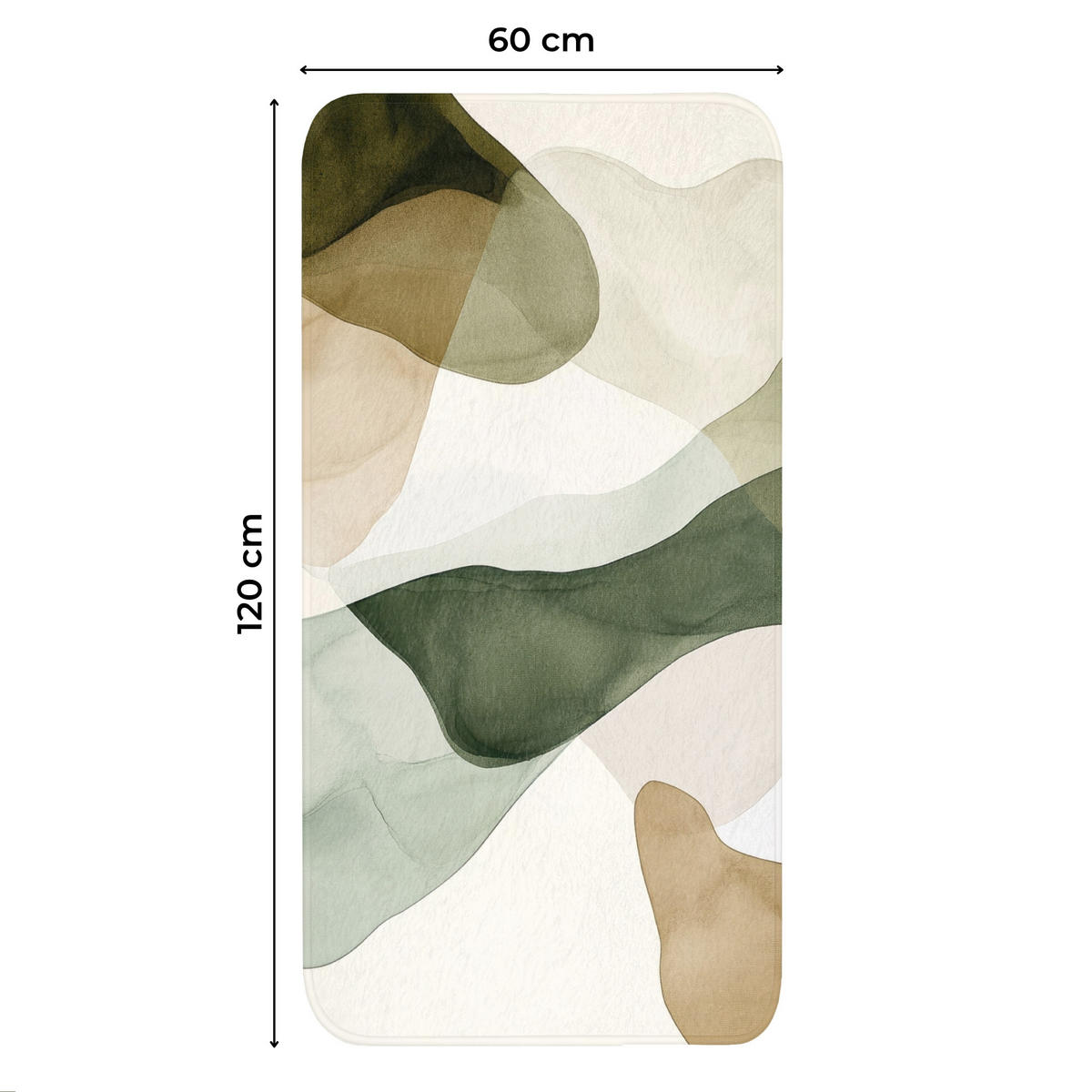 WC-VORLEGER Japandi - Abstrakt - Grün Toilettenvorleger 60x120 cm - Grün, Kunststoff/Textil (60/1cm) - OnlyWow