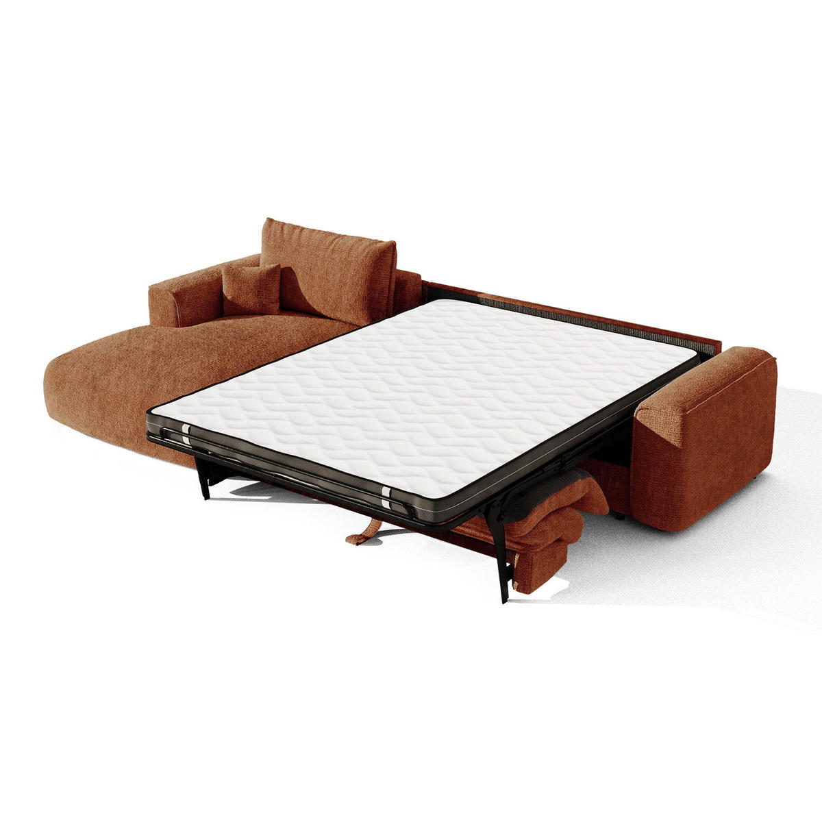 SCHLAFSOFA Express COMO Köpergewebe mit weichem Griff Terrakotta 300cm - Dunkelorange/Terracotta, Textil (300/165cm) - Premium Interiors