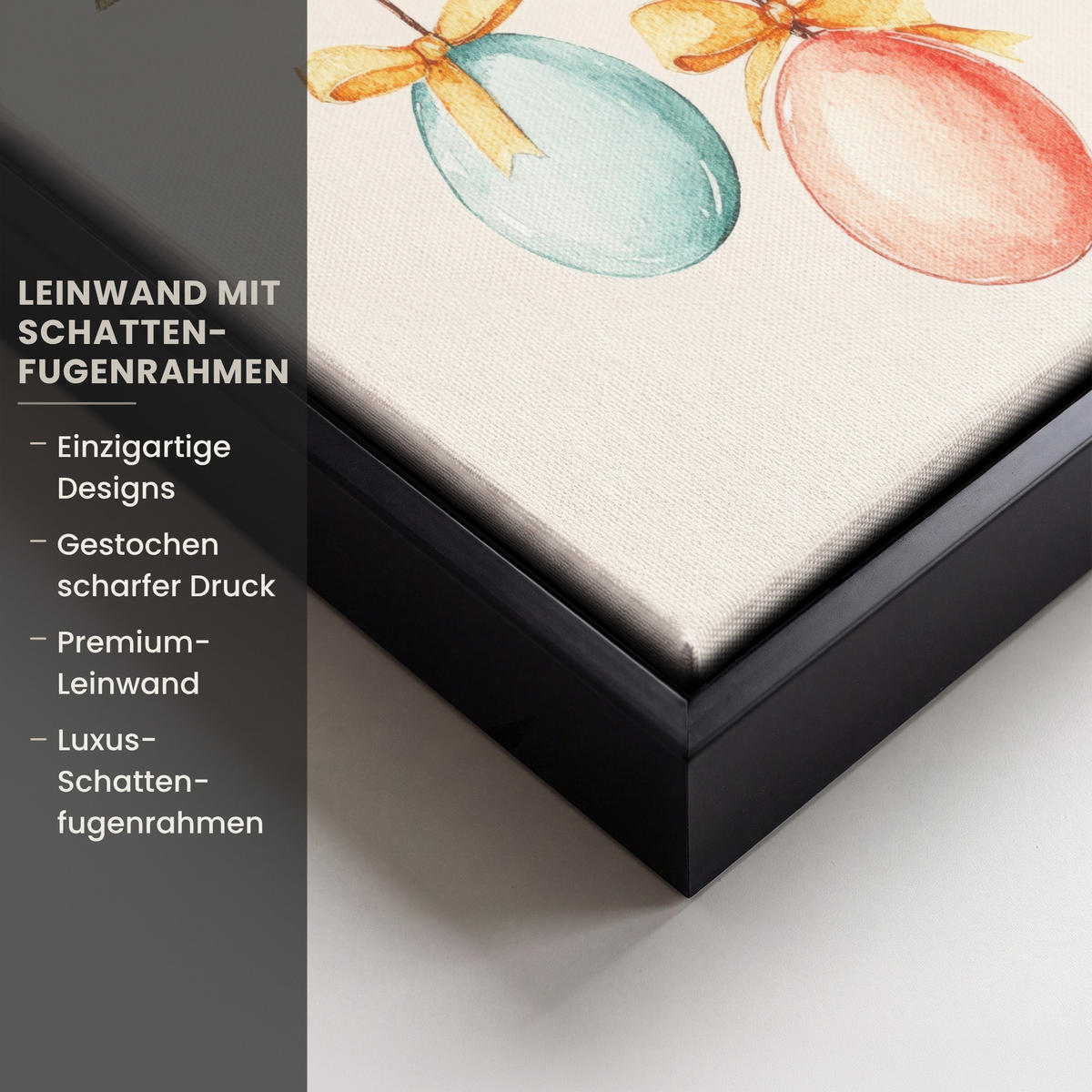 LEINWAND Bilder mit Rahmen - Osterkuchen - Schleife - Eier - 20x20 - Creme, Textil (20/20cm) - MuchoWow