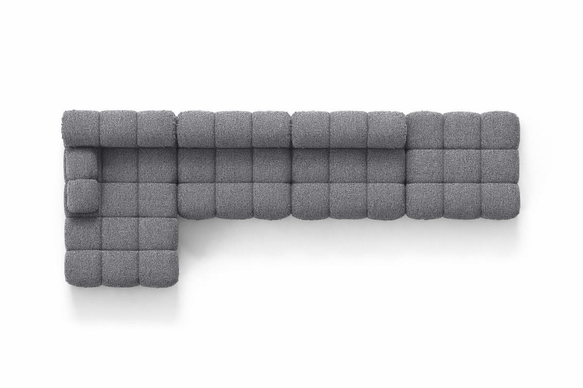 ECKSOFA L-Form XL, Stoff Bouclé Abriamo, Dunkelgrau, Links, Selia L XL - Dunkelgrau, Holz (380/160cm) - Kaiser Möbel