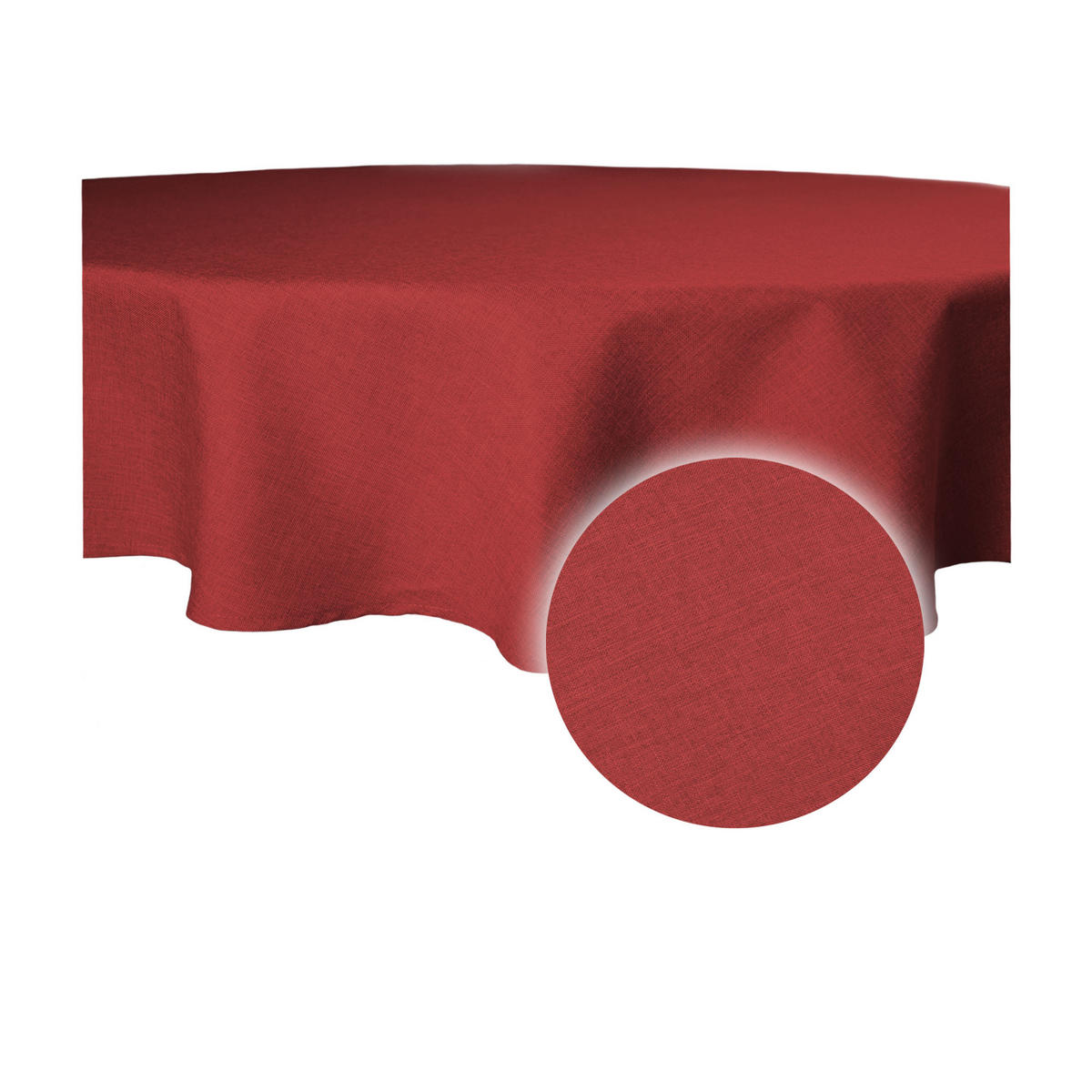 TISCHDECKE Leinenoptik 140 cm rund Bordeaux - Bordeaux, Textil (140cm) - TiborTex
