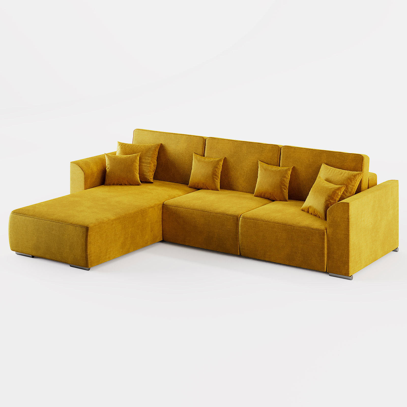 ECKSOFA LUMO L Links Gelb Velours-Stoff mit Schlaffunktion und Bettkasten - Gelb, Textil (293/195cm) - Barchello