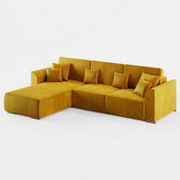 ECKSOFA LUMO L Links Gelb Velours-Stoff mit Schlaffunktion und Bettkasten - Gelb, Textil (293/195cm) - Barchello