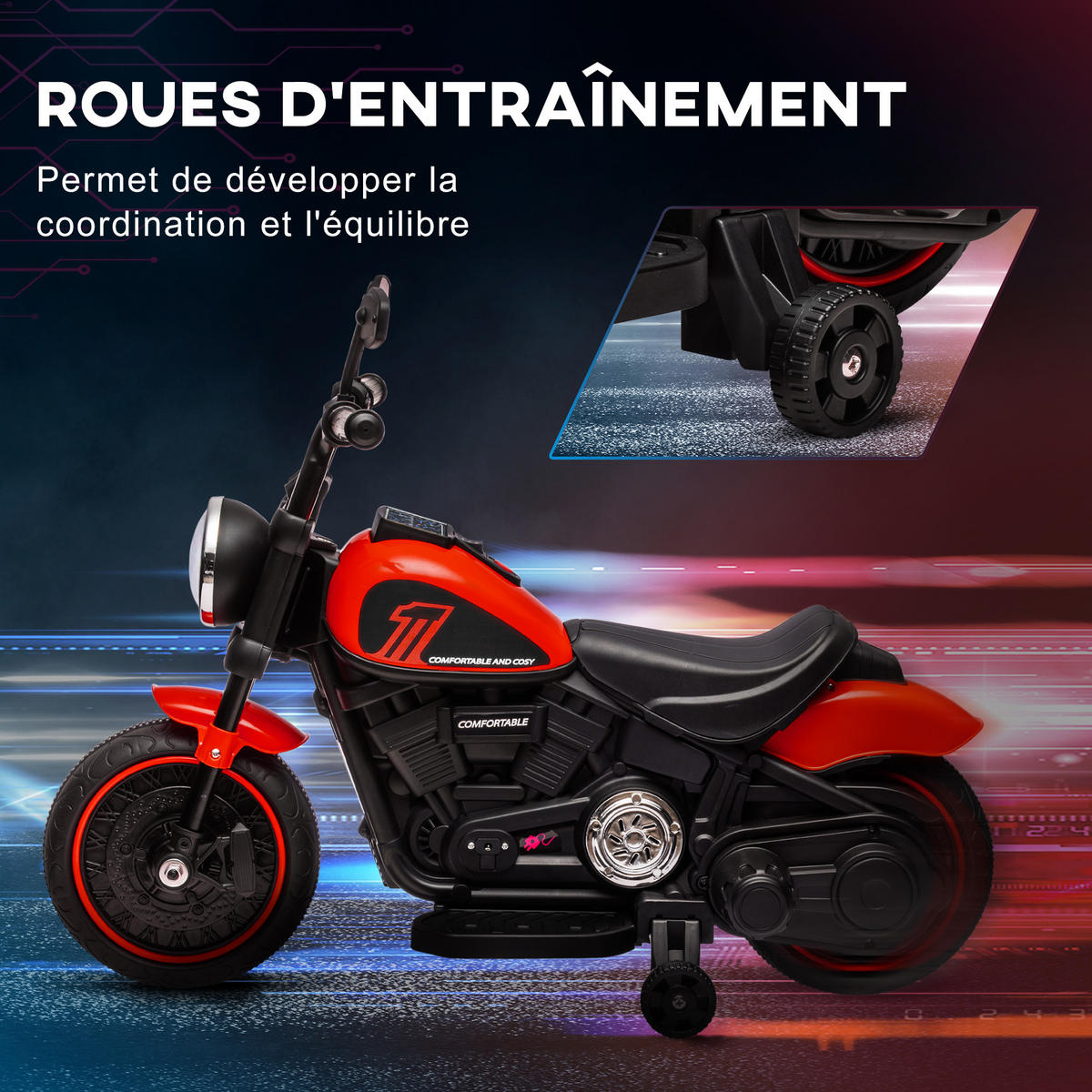 ELEKTRO-MOTORRAD DE-13140 LED-Scheinwerfer Rot - Rot, Kunststoff (76/42/57cm) - ComfortXL