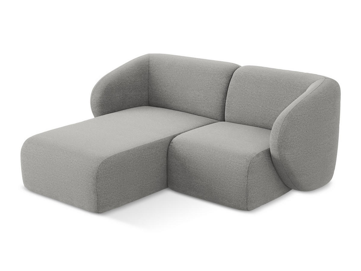 ECKSOFA Links Bouclé Stoff Grau - Hellgrau/Schwarz, Holzwerkstoff/Kunststoff (178/166cm) - Makamii