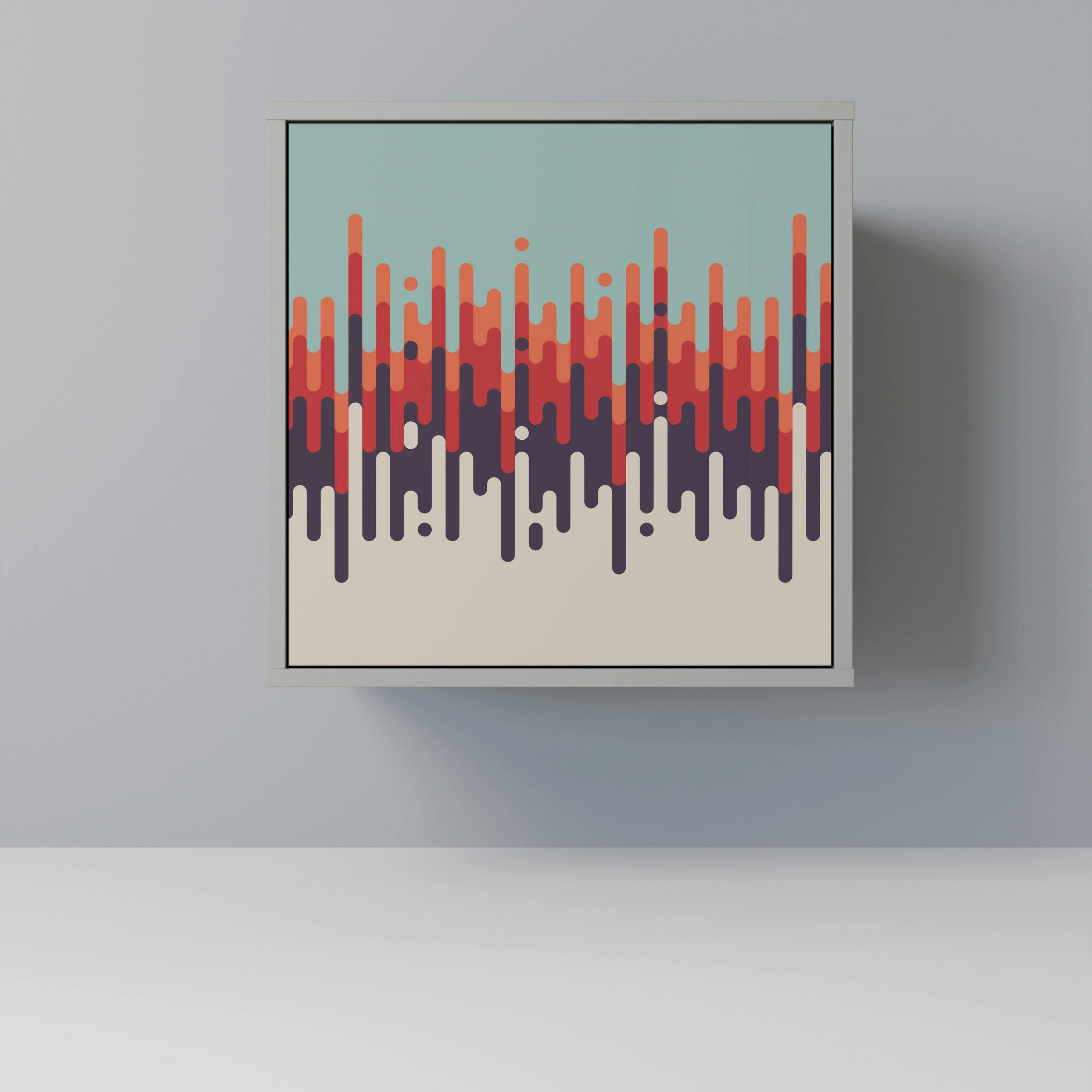 SIDEBOARD CHROMA CONTOURS, Grau, 57,5x42x57,5 cm, Ohne Füße - Multicolor/Grau, Holzwerkstoff (57.5/57.5/42cm) - SpaceRebels