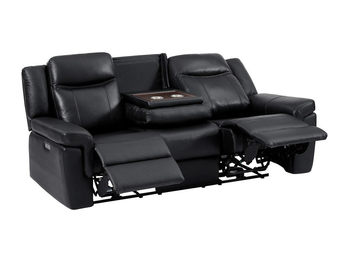 RELAXSOFA - -Sitzer - Leder - Schwarz - - Schwarz, Leder (204/98/93cm) - Vente-Unique