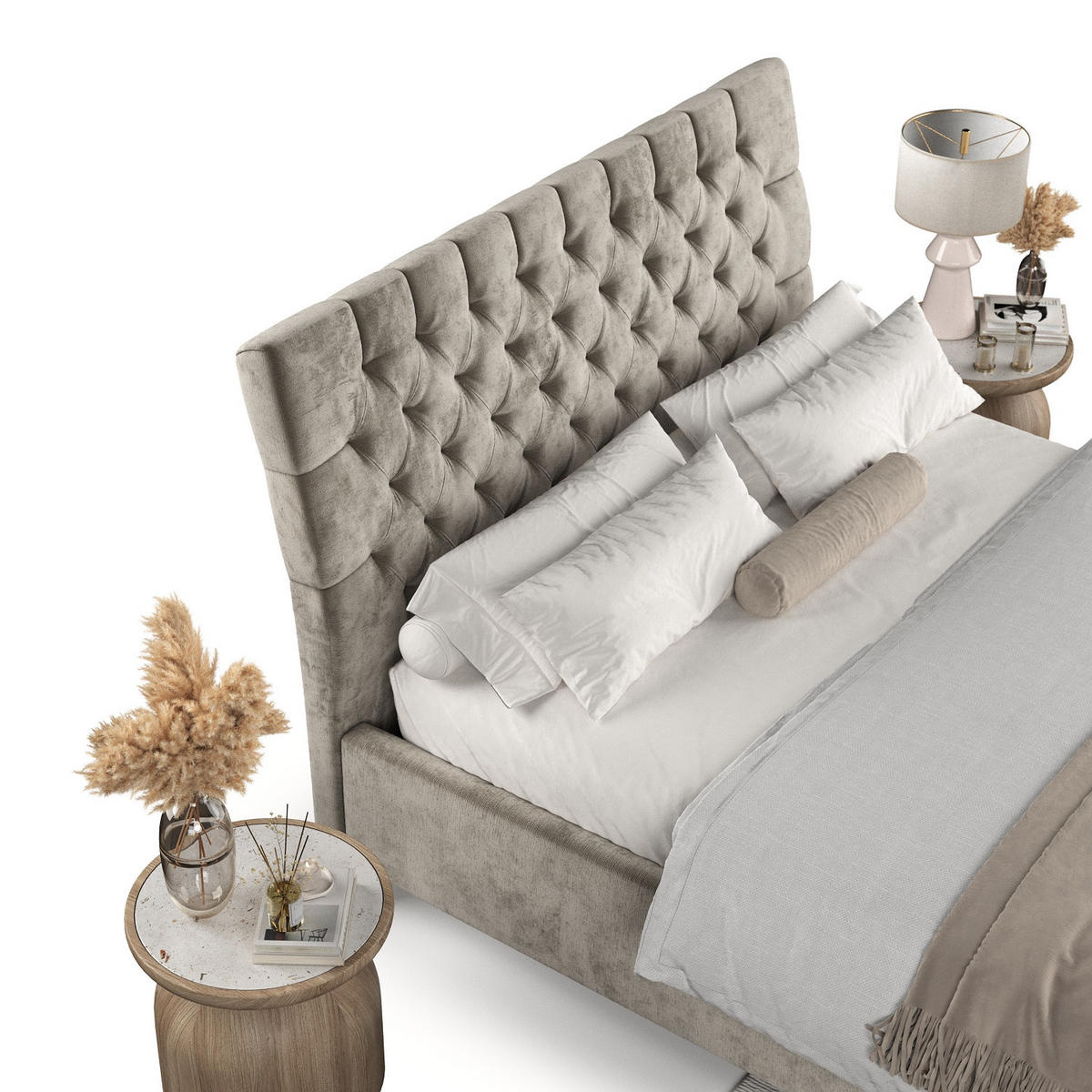 POLSTERBETT Lira 140/200 cm Beige im Lotta Stoff - Beige/Naturfarben, Holz/Holzwerkstoff (140/200cm) - AltaBeds