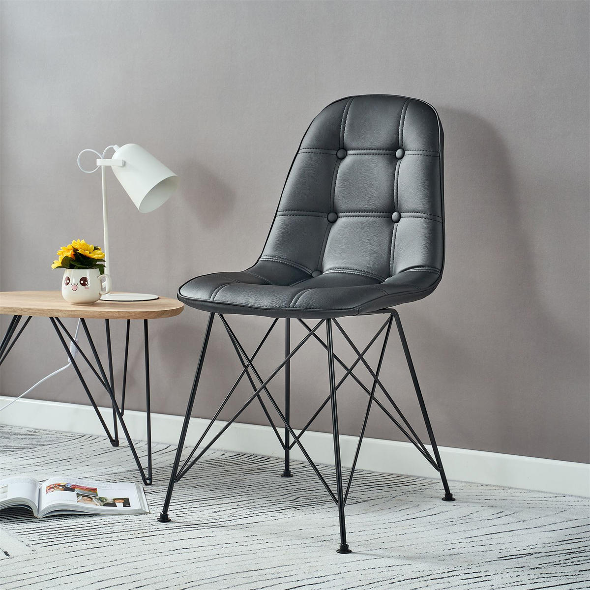 ESSZIMMERSTUHL IMRAN 4ER-SET - Schwarz, Textil (44/84/53cm) - IDIMEX