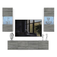 WOHNWAND Milano 7, Grau Matt, 200 cm, Grifflos - Grau, Holz (200/115/36cm) - B BELINI GROUP