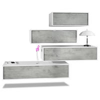 WOHNWAND Lana Fronten in Beton Oxid Optik - Hellgrau, Holzwerkstoff (210/170/37cm) - Vladon