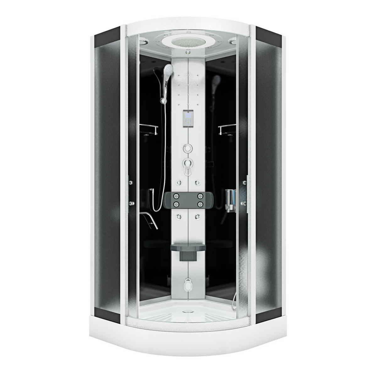 DAMPFDUSCHE Duschkabine D58-23M2-EC sw 100x100 - Schwarz, Glas/Kunststoff (100/100/215cm) - AcquaVapore by Sandra Jentho