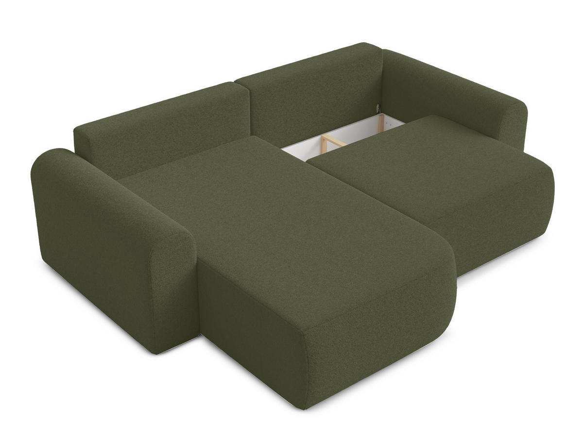 ECKSOFA L Form Otterton Olivgrün 250/180/95 cm Links mit Schlaffunktion - Schwarz/Grün, Kunststoff/Textil (180/250cm) - AX Living