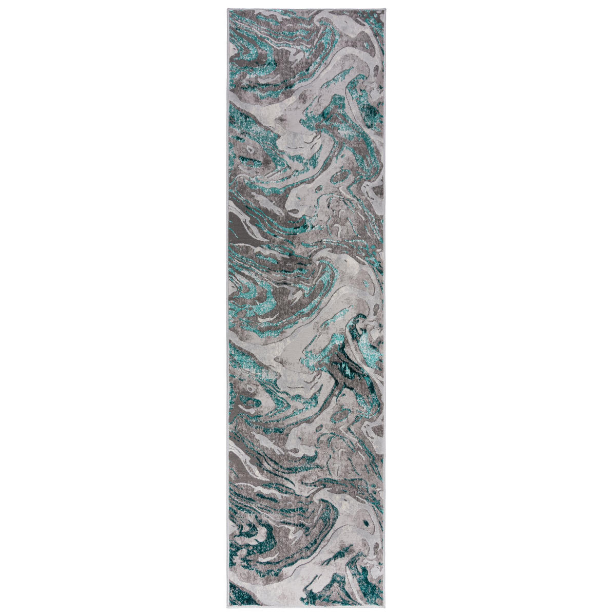 TEPPICH Marmor-Design, metallisch OUSE JOY, Grün-Grau 80x300 cm - Grün, Textil (80/300cm) - KADIMA DESIGN