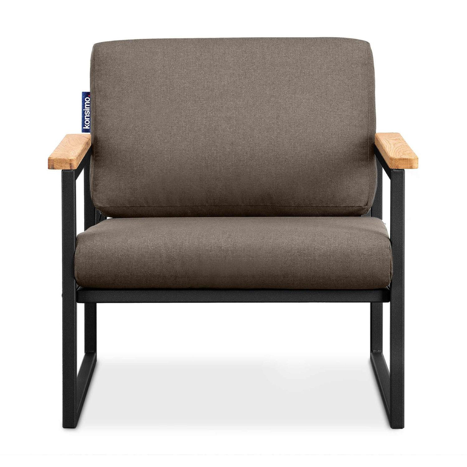 GARTENSESSEL TRIBO ,Schwarz/Beige - Beige/Schwarz, Holz/Textil (70/65/60cm) - KONSIMO®