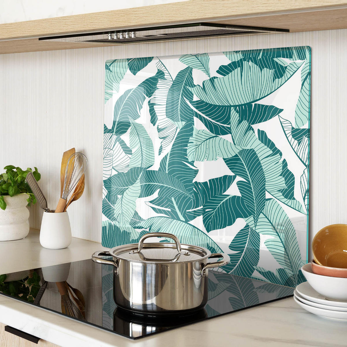 GLASPLATTE 60x52 cm Palmen - Grün, Glas (60/0.4/52cm) - TULUP