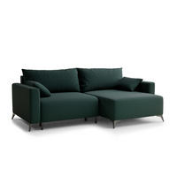 ECKSOFA MIT SCHLAFFUNKTION Leon Grün Webstoff - Schwarz/Grün, Holz/Holzwerkstoff (239/148cm) - Maison de Reve