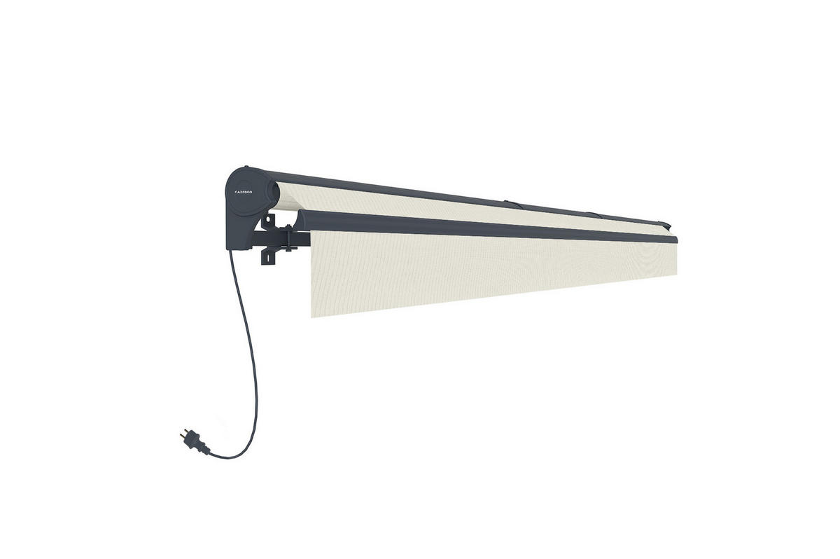 HALBKASSETTENMARKISE Fazzio Beige 4m x 3m motorisierte - Premium-Leinwand 320g/m² - Beige, Metall (400/270/300cm) - Cazeboo