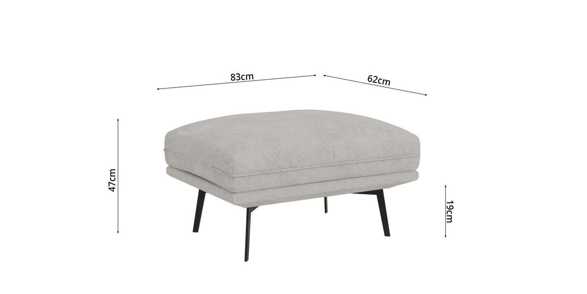 HOCKER Loris Grau Samt - Schwarz/Grau, Holz/Textil (83/47/62cm) - S-Style Möbel