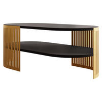 COUCHSITCH Fikoli Oval Gold II - Goldfarben/Schwarz, Holzwerkstoff/Metall (100/50/40cm) - MIRJAN24