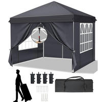 FALTPAVILLON 3 x 3 m Anthrazit mit 4 Seitenteilen, Pop-Up One-Touch - Anthrazit, Textil (300/255/300cm)