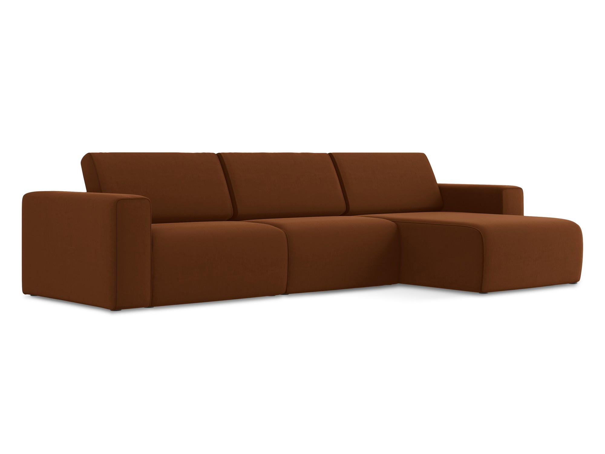 ECKSOFA Rechts Samt Stoff Orange - Rot/Terra cotta, Kunststoff/Textil (314/167cm) - Makamii