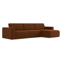 ECKSOFA Rechts Samt Stoff Orange - Rot/Terra cotta, Kunststoff/Textil (314/167cm) - Makamii
