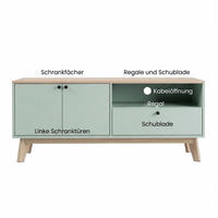 TV-SCHRANK 120/35/50 cm Hellgrün Eiche mit 1 Schublade und 2 Türen - Eichefarben, Holzwerkstoff (120/50/35cm) - Oxeza