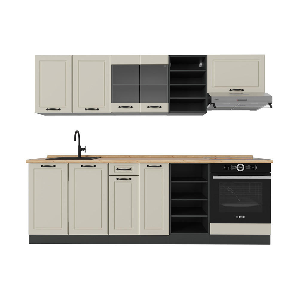 Vicco Küchenzeile Beige, Anthrazit 240x206.8x60 cm
