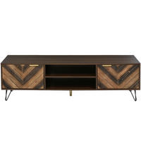 TV Lowboard 2 Türen, 2 offene Fächer - Braun, Holz (157/48/38cm)