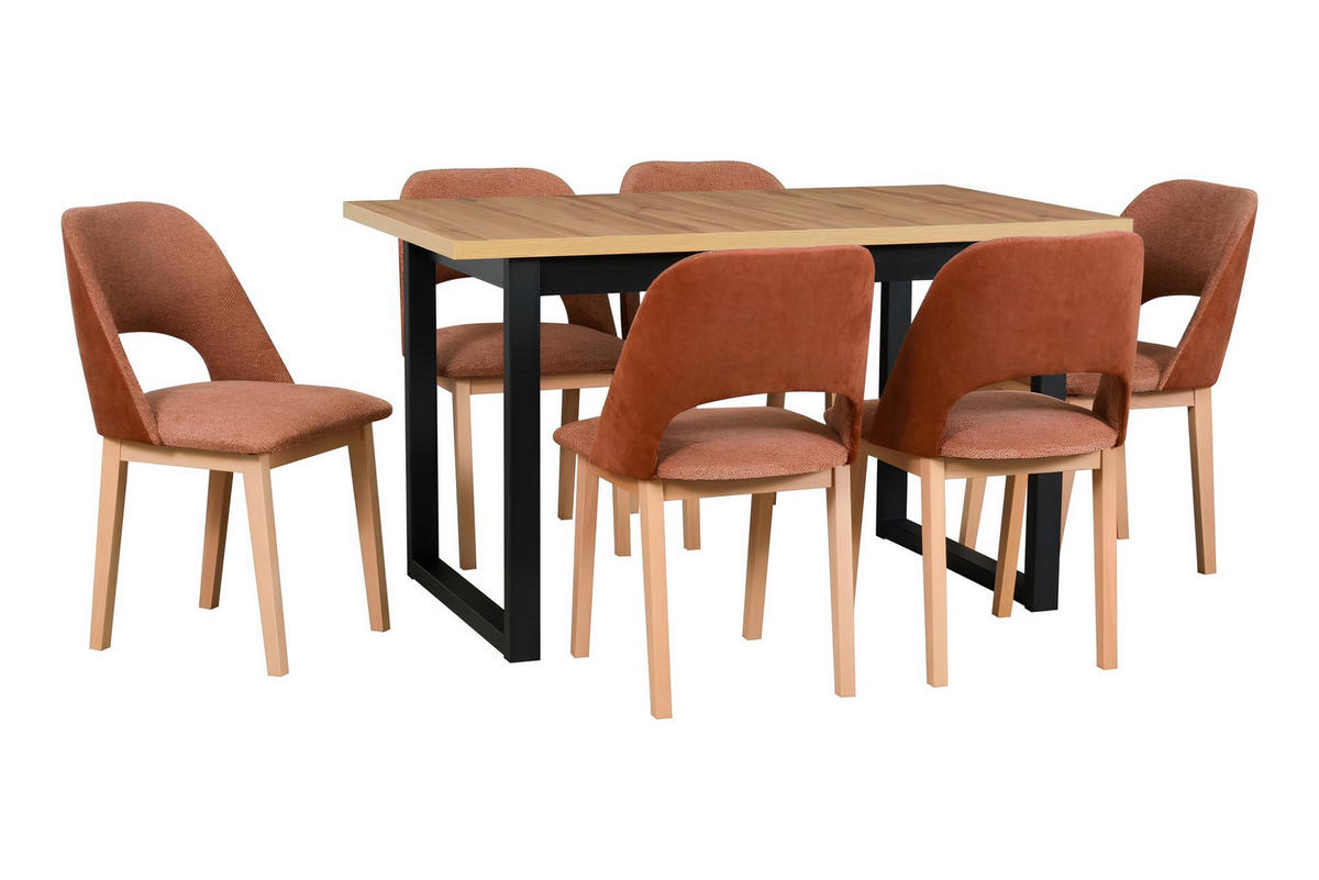 STUHL 2er Set MONTI 2, grandson, zetta 295 - Birkefarben/Kupferfarben, Holz (45/82/40cm) - Leaf Design
