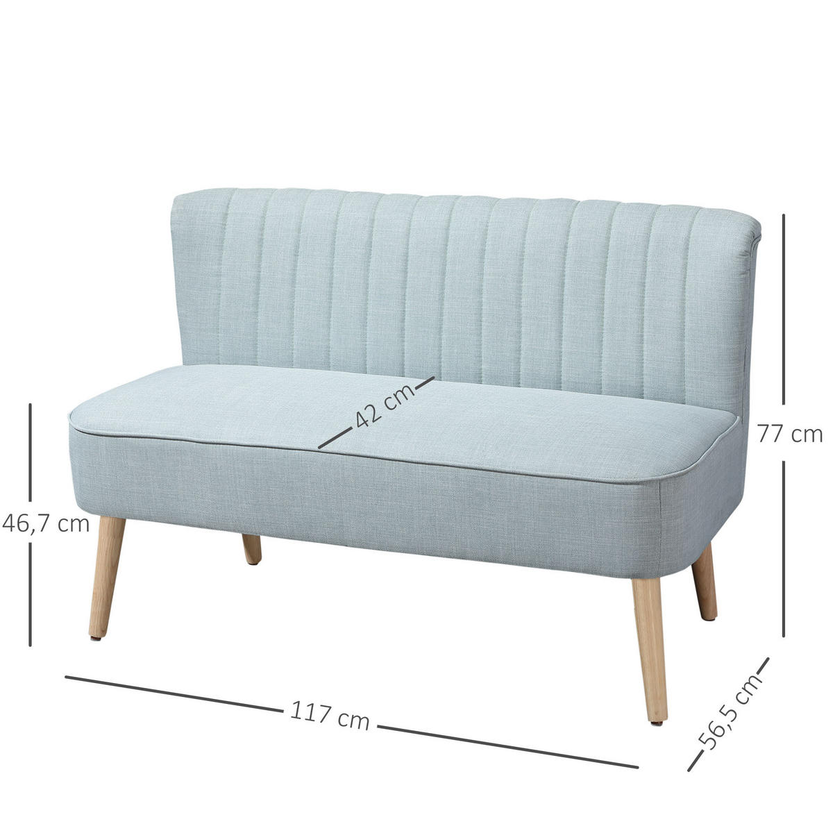 SOFA 2-Sitzer, Holz, Stoff, Grün - Grün, Holz (56.5/77/117cm) - HOMCOM