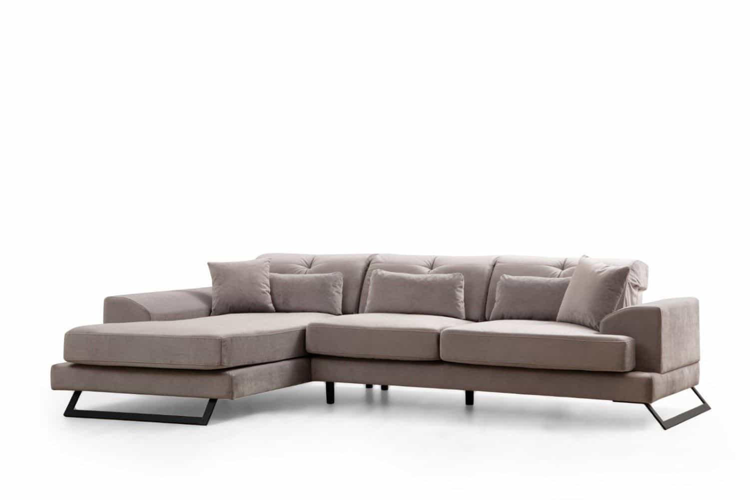 ECKSOFA mit verstellbarer Rückenlehne - Hellgrau/Schwarz, Holz/Textil (304/190cm) - myHomelando