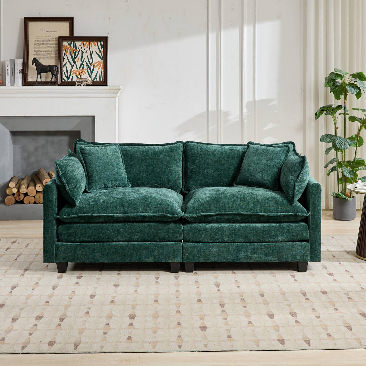 2-SITZER-SOFA DE-33969 modular Grün - Grün, Holzwerkstoff (195/84/75cm) - ComfortXL