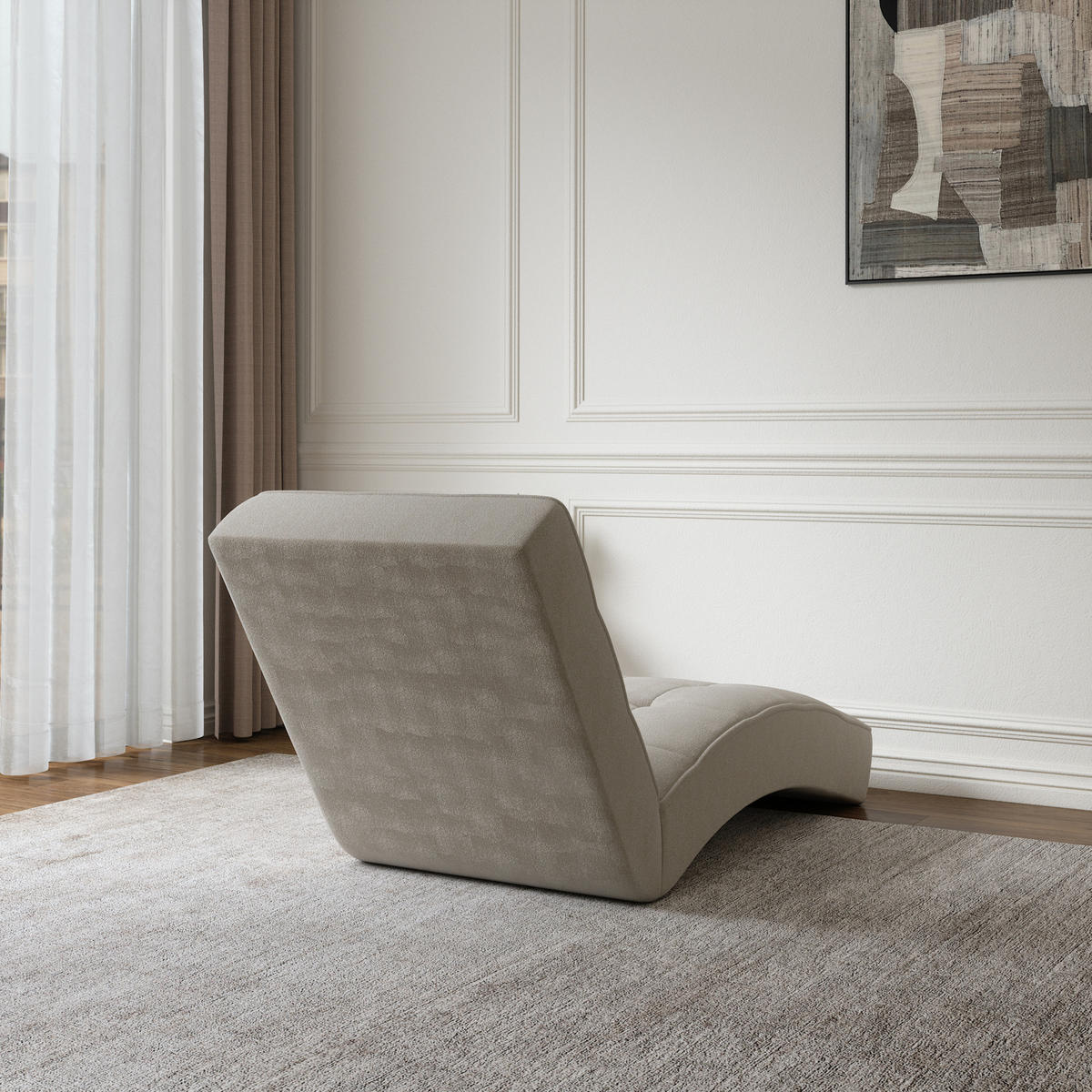 CHAISELONGUE - Livano - Creme (Twist 01) - Beige, Holzwerkstoff (73/79/170cm) - Möblo