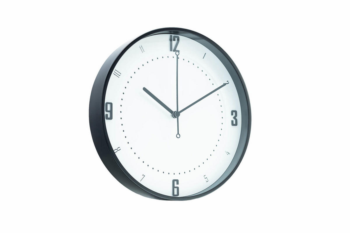 WANDUHR Design Weiß 30/30 cm - Schwarz/Weiß, Glas/Holzwerkstoff (30/30/5cm) - ONZENO